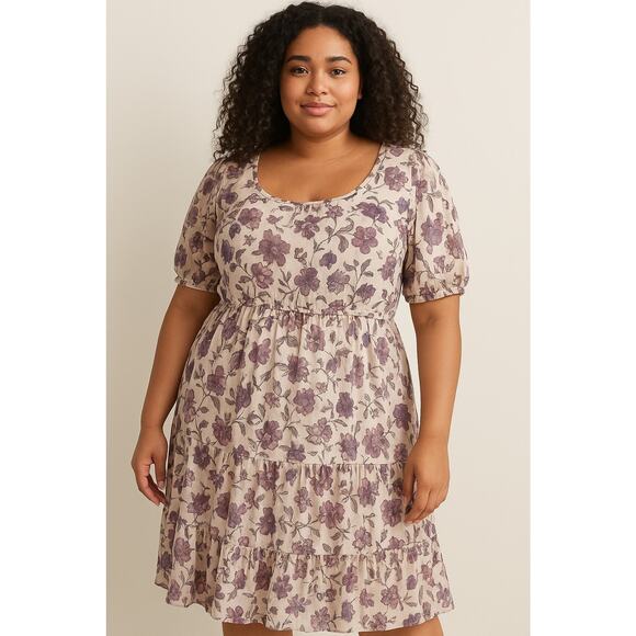 Torrid Women's Sleeveless Dress Floral Print, 26 4X, Lined Babydoll Tiered Boho - Picture 1 of 8